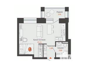 Студия квартира, строящийся дом, 32м2, 3/9 этаж