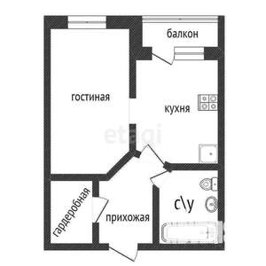 1-к квартира, вторичка, 34м2, 2/10 этаж