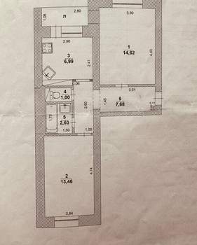 2-к квартира, вторичка, 46м2, 4/5 этаж