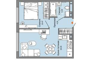 1-к квартира, строящийся дом, 37м2, 1/9 этаж