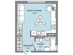 Студия квартира, строящийся дом, 26м2, 1/7 этаж