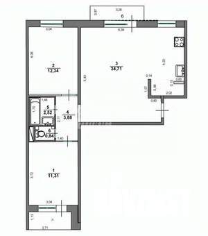 3-к квартира, вторичка, 68м2, 9/10 этаж