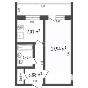 1-к квартира, вторичка, 38м2, 8/9 этаж