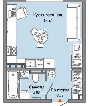 Студия квартира, вторичка, 25м2, 4/9 этаж