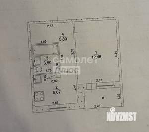 1-к квартира, вторичка, 27м2, 9/9 этаж