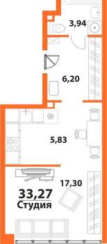 1-к квартира, вторичка, 33м2, 7/24 этаж
