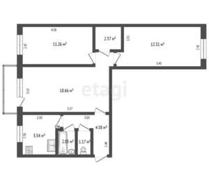 3-к квартира, вторичка, 58м2, 5/5 этаж