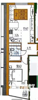 1-к квартира, вторичка, 42м2, 9/9 этаж