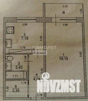 1-к квартира, вторичка, 35м2, 6/9 этаж