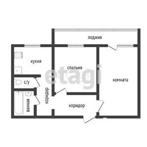2-к квартира, вторичка, 53м2, 1/9 этаж