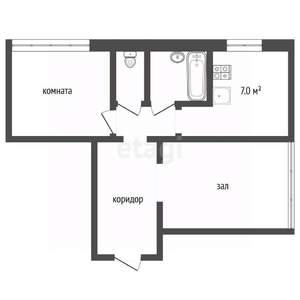 2-к квартира, вторичка, 62м2, 4/4 этаж