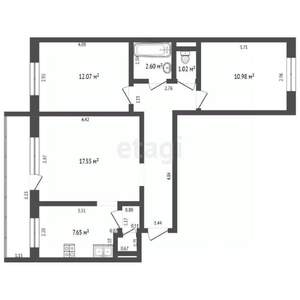 3-к квартира, вторичка, 64м2, 1/9 этаж