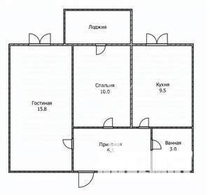 2-к квартира, вторичка, 45м2, 2/3 этаж
