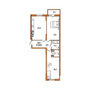 2-к квартира, строящийся дом, 74м2, 13/16 этаж