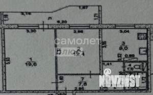 2-к квартира, вторичка, 53м2, 1/9 этаж