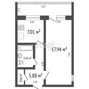 1-к квартира, вторичка, 39м2, 1/10 этаж