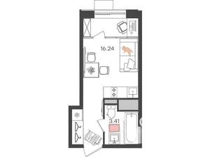 Студия квартира, вторичка, 20м2, 2/24 этаж