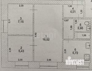 3-к квартира, вторичка, 42м2, 1/4 этаж