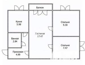 3-к квартира, вторичка, 50м2, 2/5 этаж