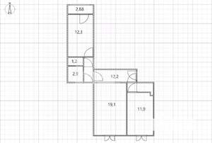 2-к квартира, вторичка, 60м2, 1/10 этаж