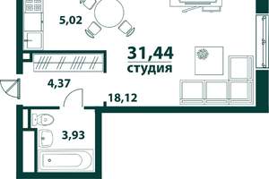 1-к квартира, вторичка, 31м2, 9/24 этаж