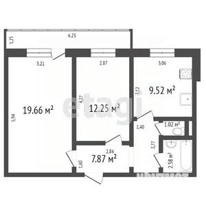 2-к квартира, вторичка, 42м2, 3/5 этаж