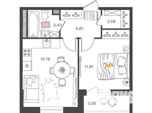 2-к квартира, вторичка, 39м2, 10/16 этаж