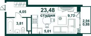 1-к квартира, вторичка, 23м2, 23/24 этаж