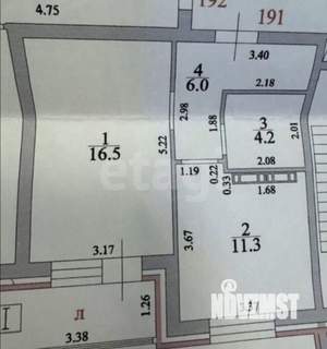 1-к квартира, вторичка, 38м2, 12/16 этаж