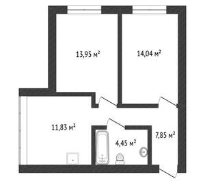 2-к квартира, вторичка, 52м2, 3/16 этаж