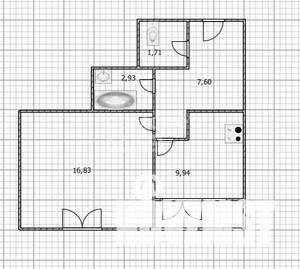 1-к квартира, вторичка, 39м2, 1/9 этаж
