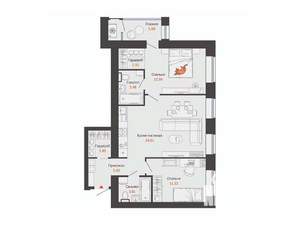 2-к квартира, строящийся дом, 70м2, 2/8 этаж