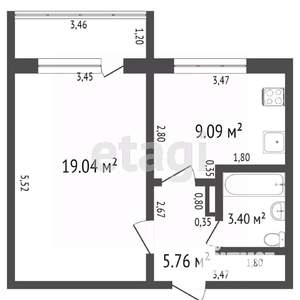 1-к квартира, вторичка, 37м2, 4/9 этаж