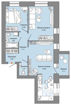 3-к квартира, вторичка, 67м2, 2/9 этаж