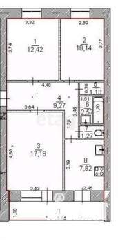 3-к квартира, вторичка, 62м2, 4/5 этаж