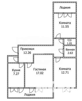 3-к квартира, вторичка, 71м2, 6/9 этаж