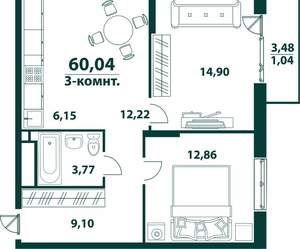 3-к квартира, вторичка, 60м2, 10/24 этаж