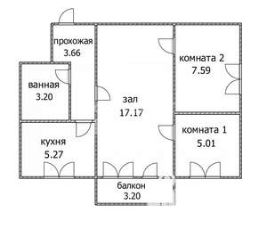 3-к квартира, вторичка, 42м2, 5/5 этаж