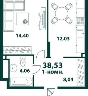 1-к квартира, вторичка, 39м2, 11/24 этаж