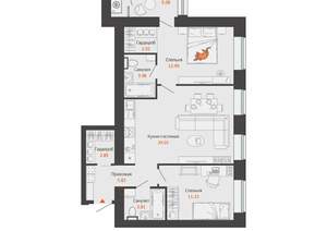 2-к квартира, вторичка, 70м2, 3/9 этаж