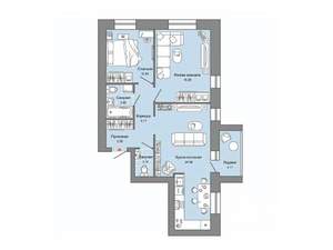 2-к квартира, строящийся дом, 69м2, 6/9 этаж