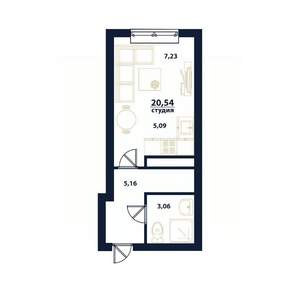 1-к квартира, строящийся дом, 21м2, 5/16 этаж