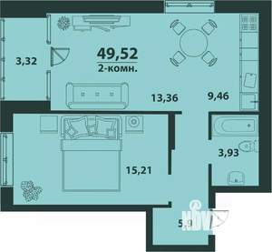 1-к квартира, строящийся дом, 50м2, 11/24 этаж