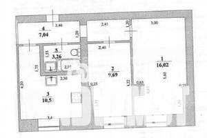 2-к квартира, вторичка, 47м2, 1/5 этаж