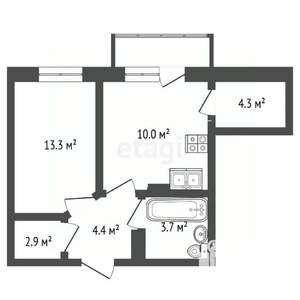 1-к квартира, вторичка, 41м2, 8/9 этаж
